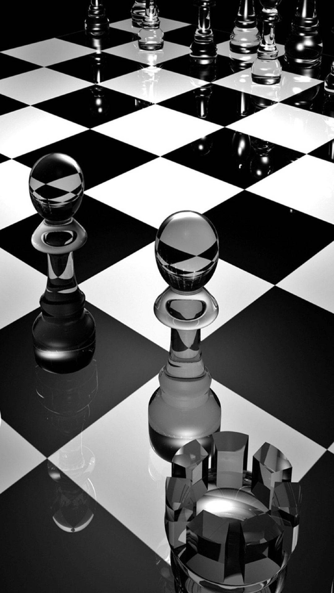 3d Iphone Glass Chess Pieces Background