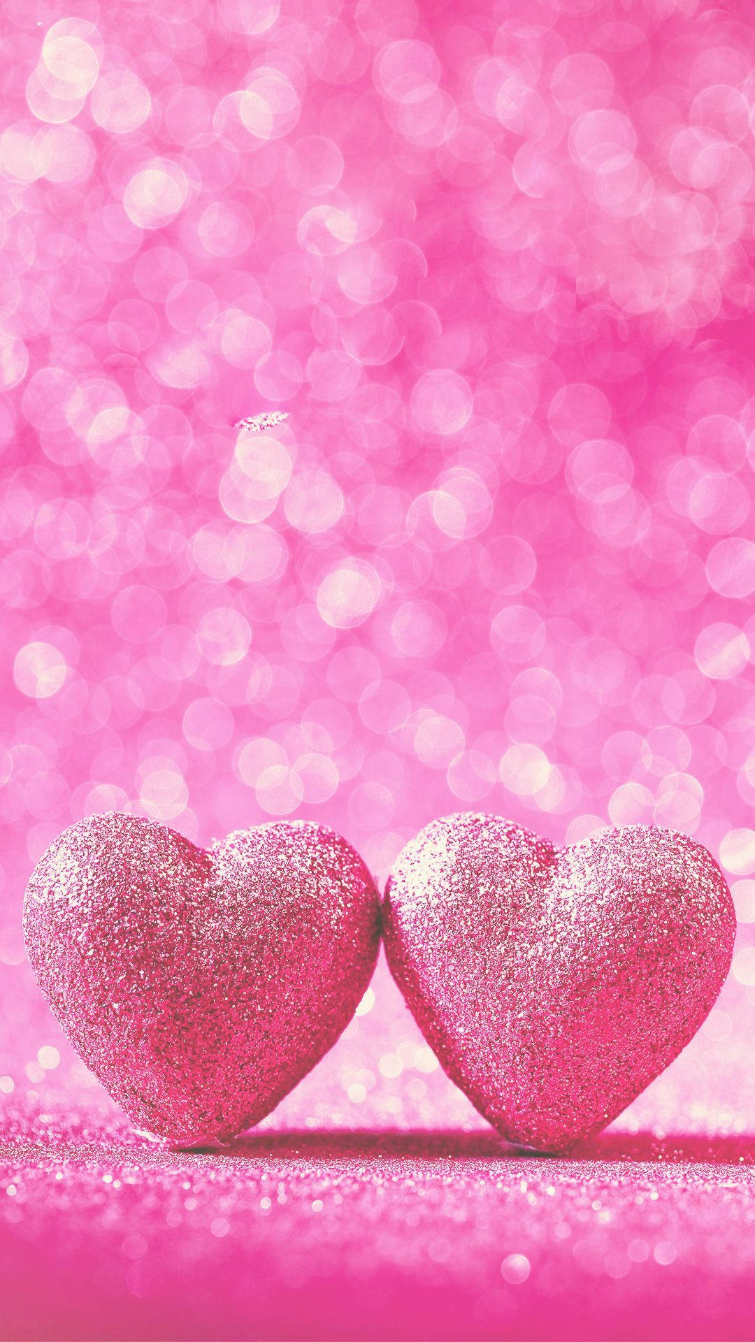 3d Iphone Pink Glittered Hearts Background