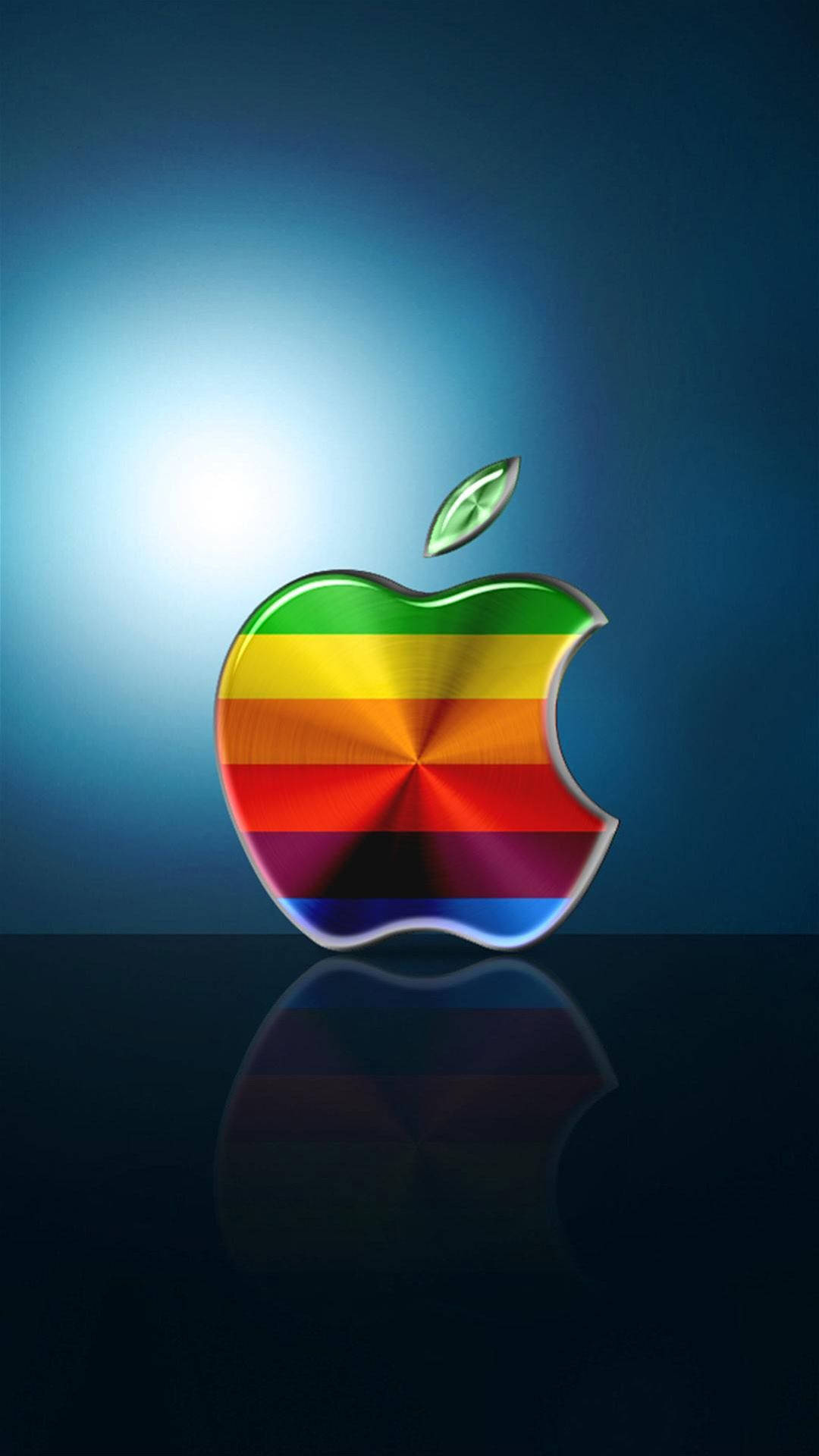 3d Iphone Rainbow Apple Logo Background