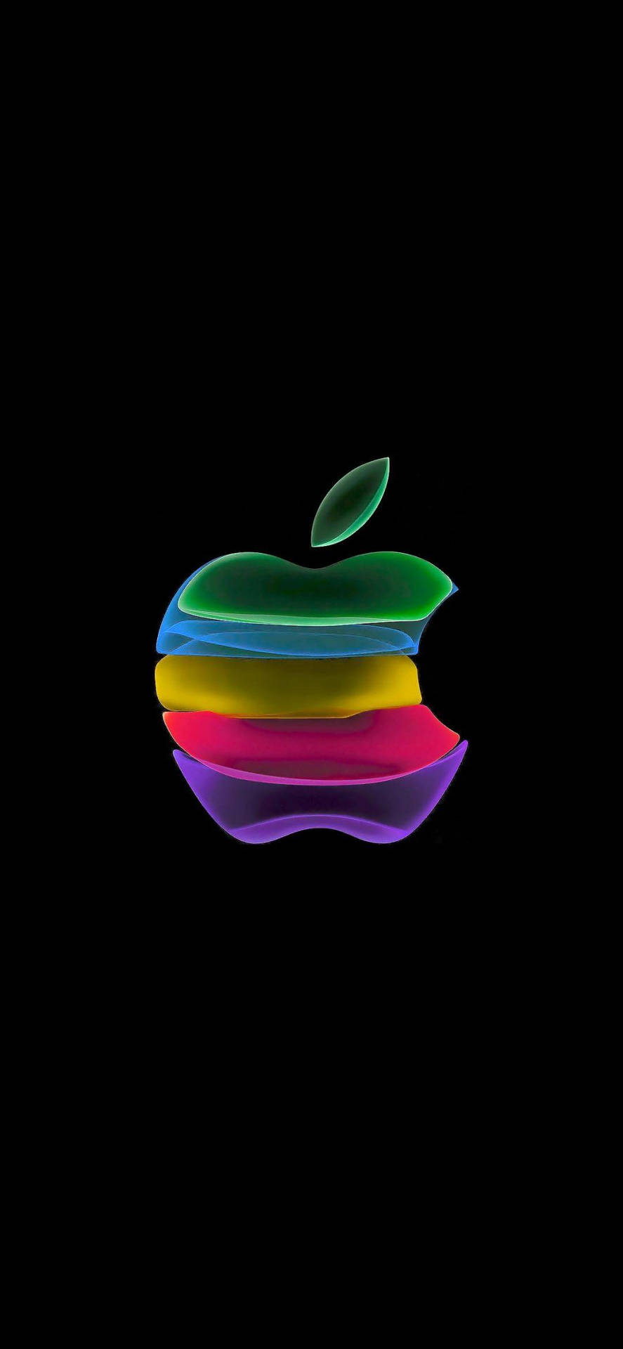 3d Iphone Transparent Rainbow Apple Logo Background