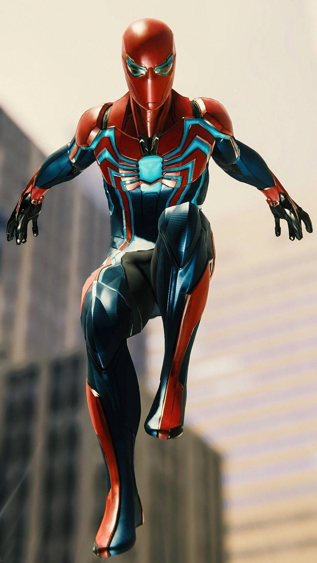 3d Iron Spider Protection City Buildings Background