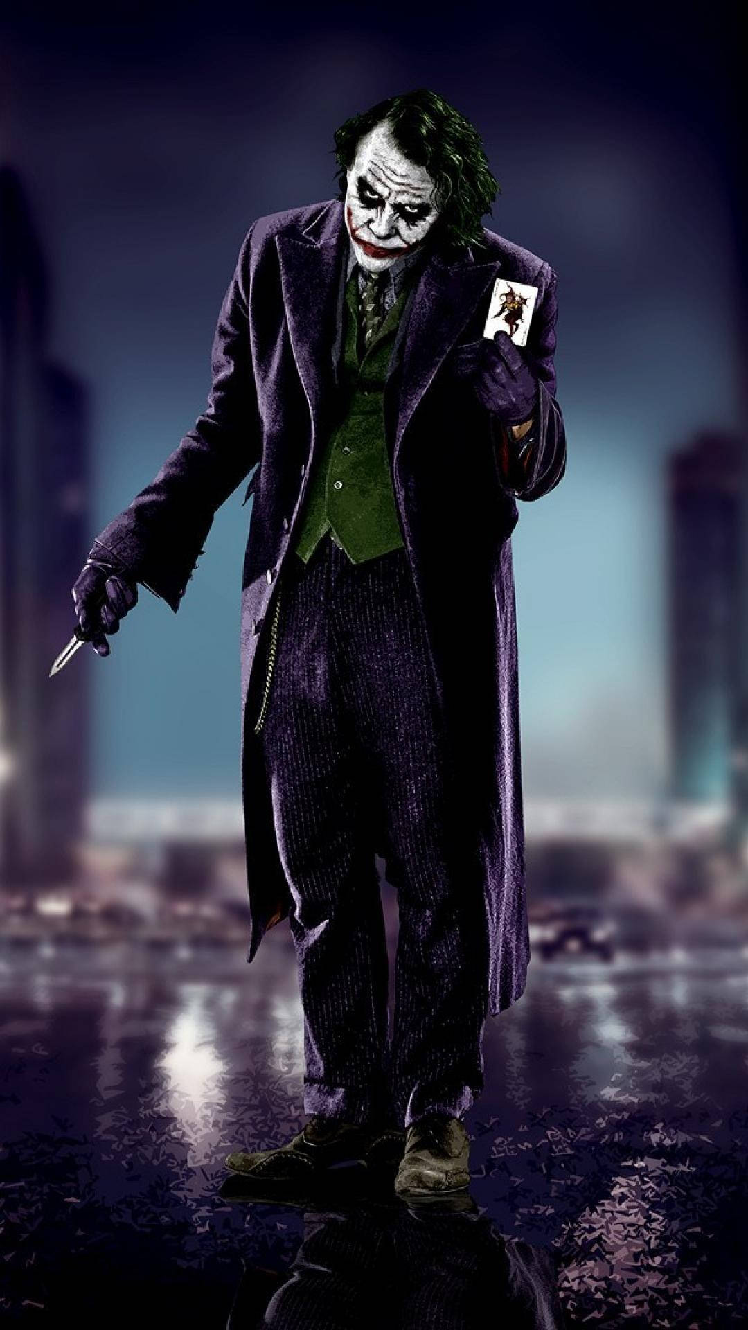 3d Joker Iphone Card And Knife Background