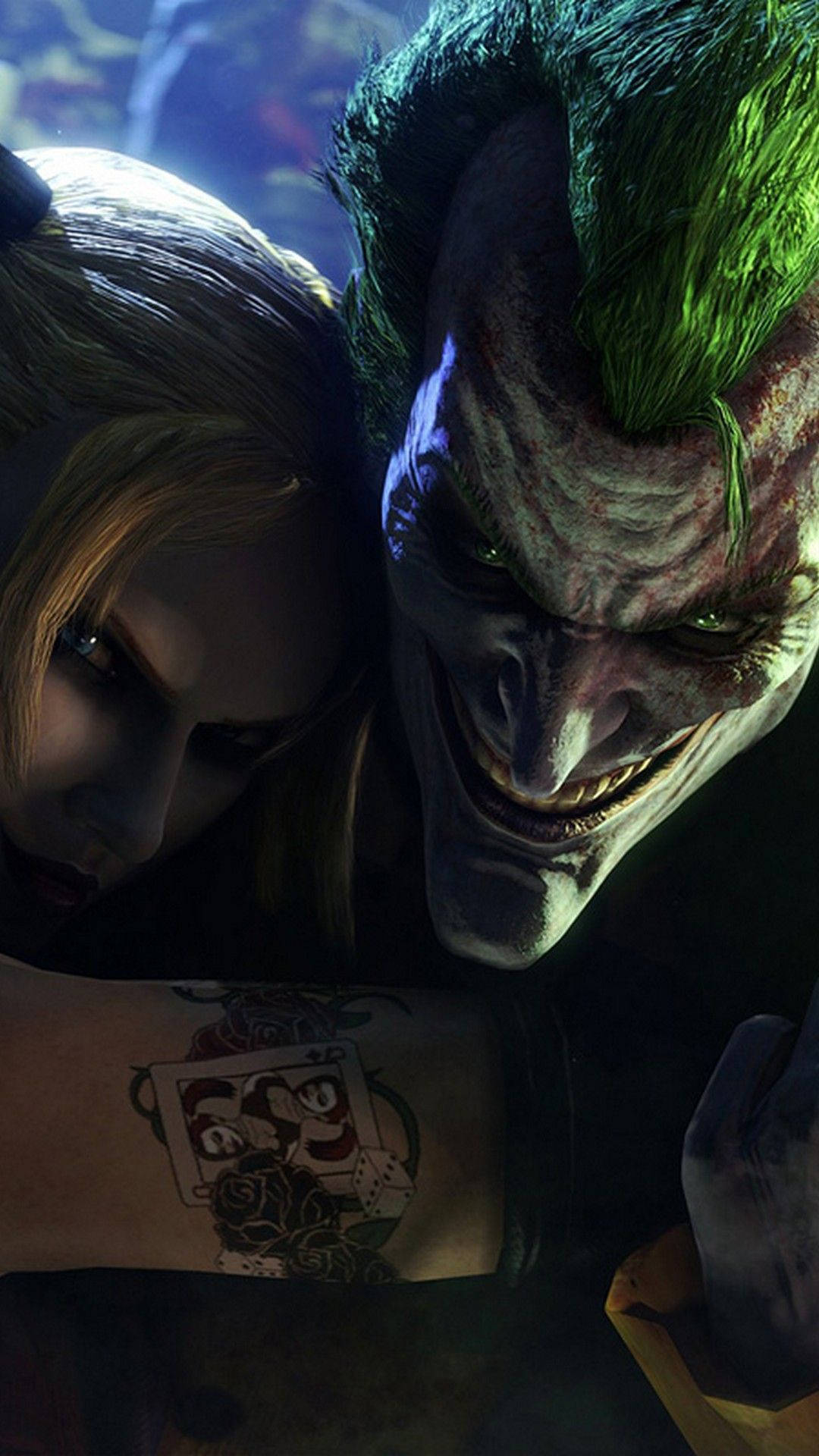 3d Joker Iphone Harley Quinn Smirking Background