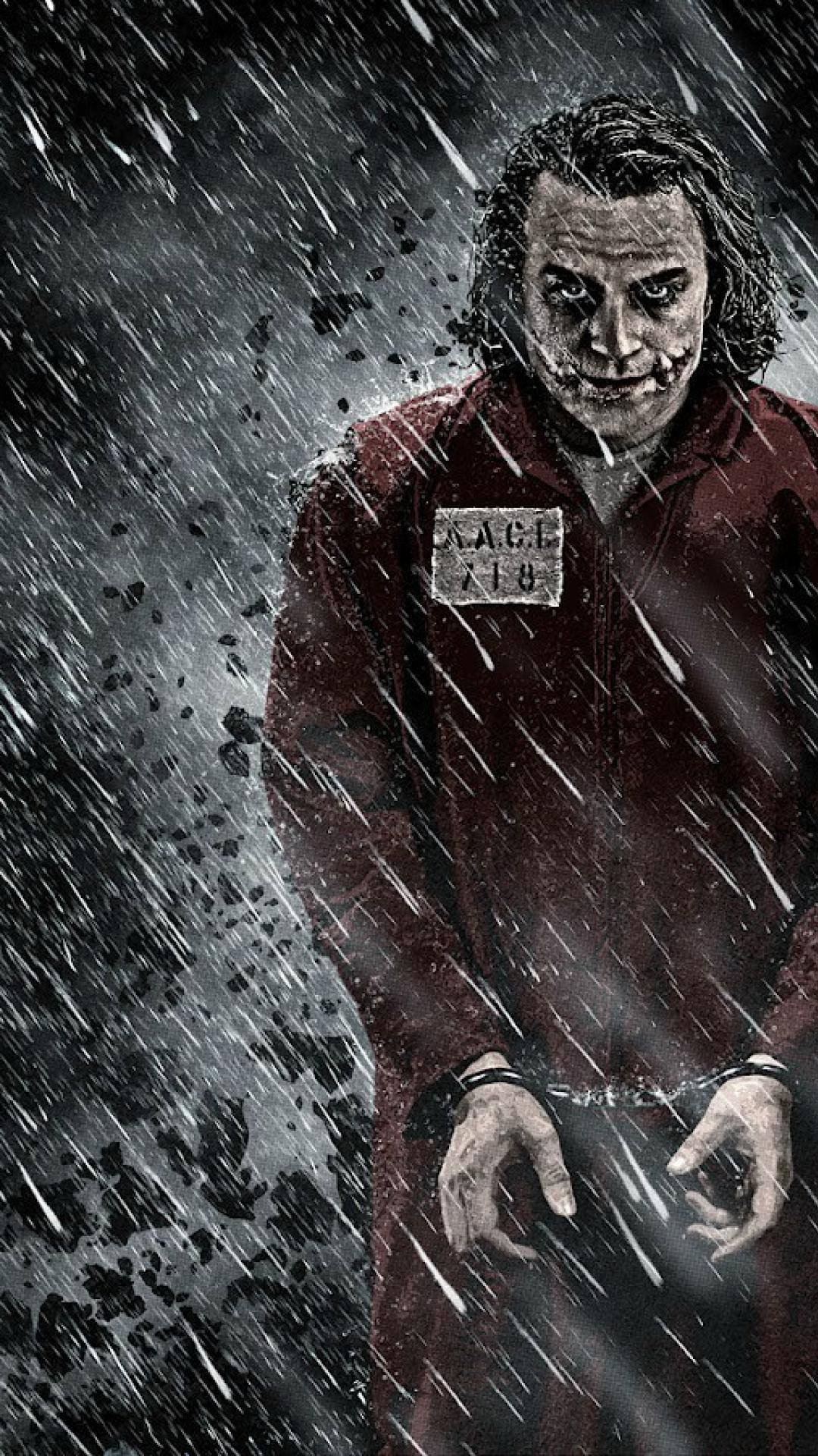 3d Joker Iphone Under Rain Background