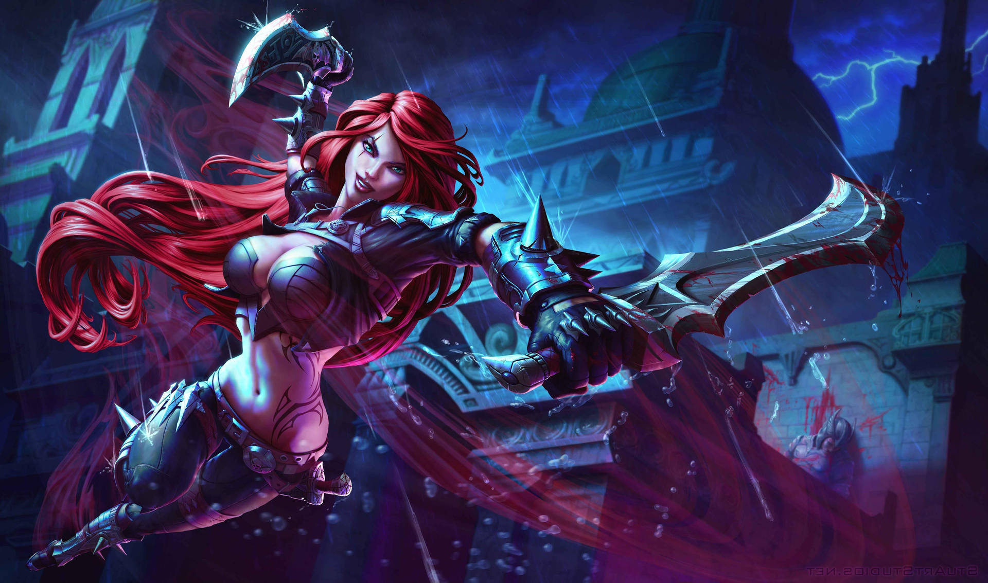 3d League Of Legends Champion Katarina Background