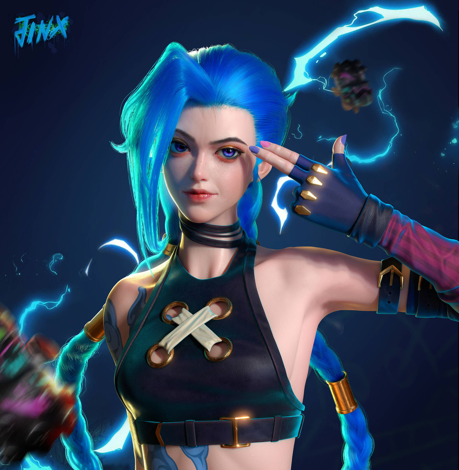 3d League Of Legends Character, Jinx Background