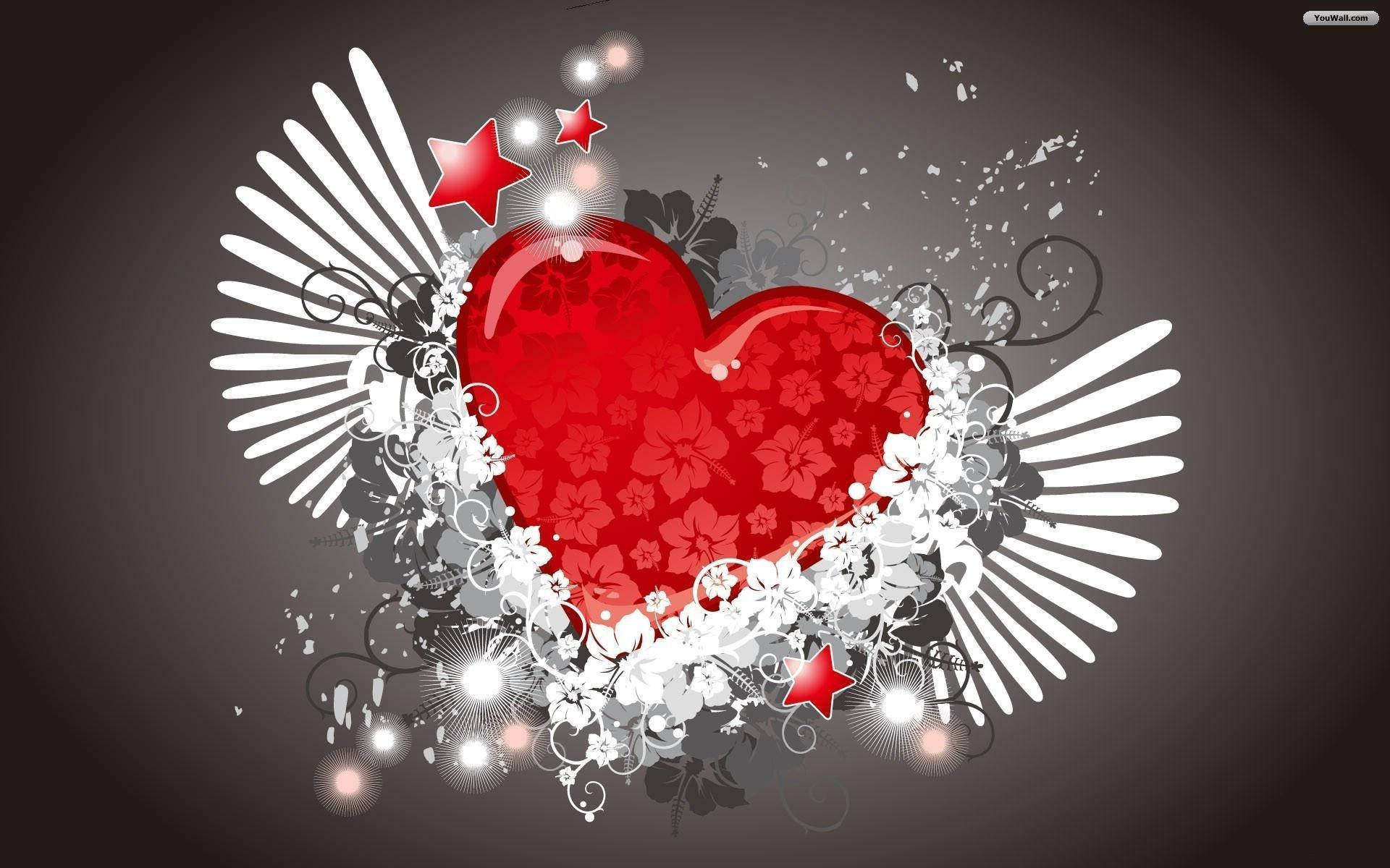 3d Love Heart Wings Background