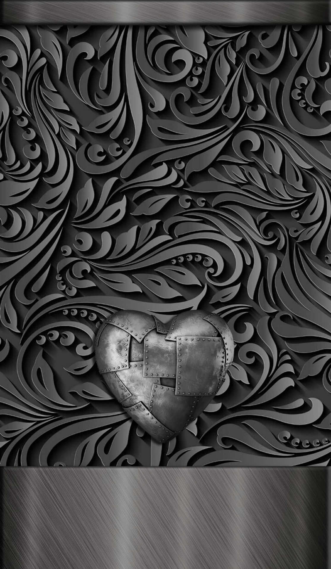 3d Marble Black Heart Iphone Background