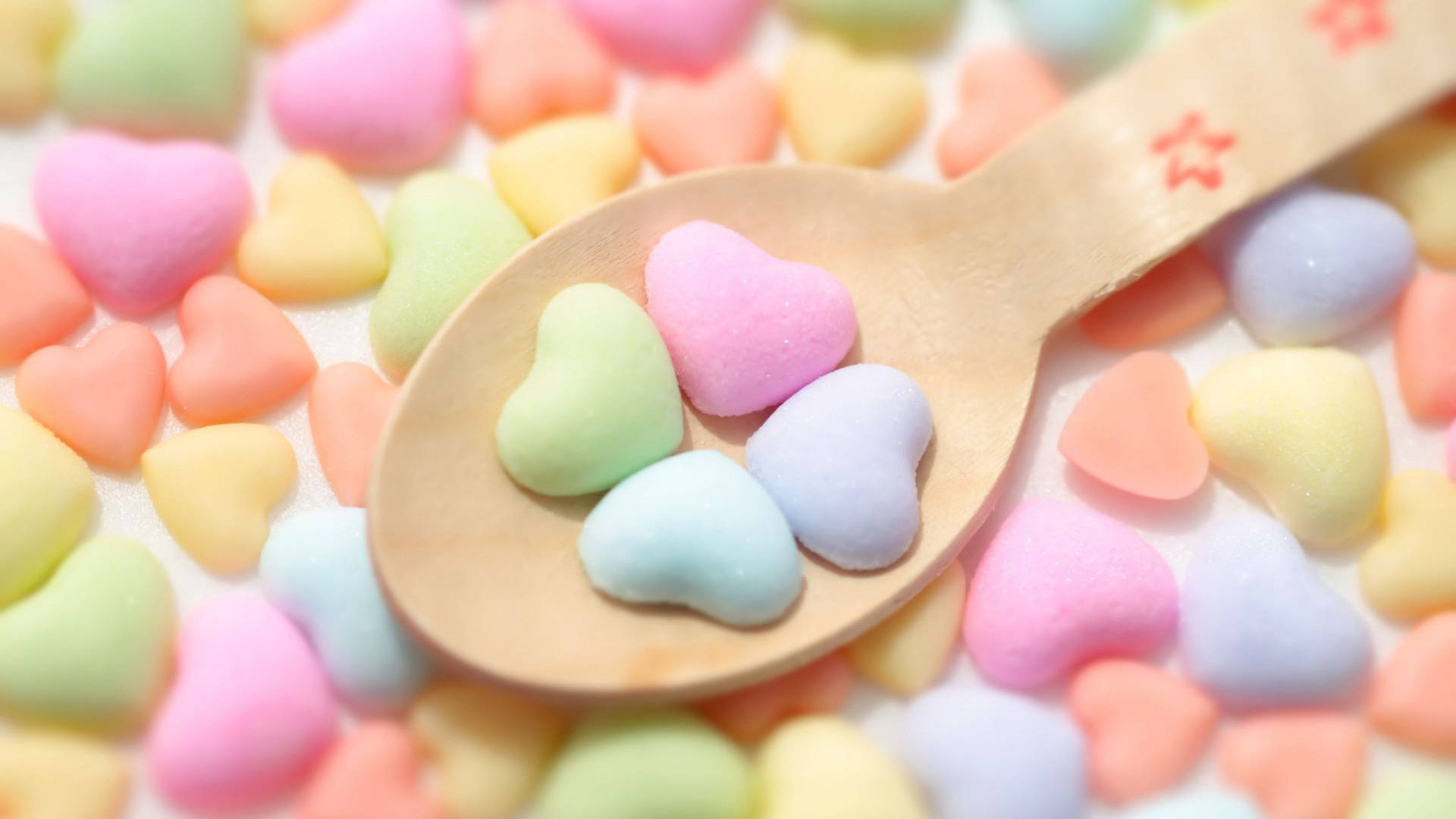 3d Marshmallow Heart Spoons Background