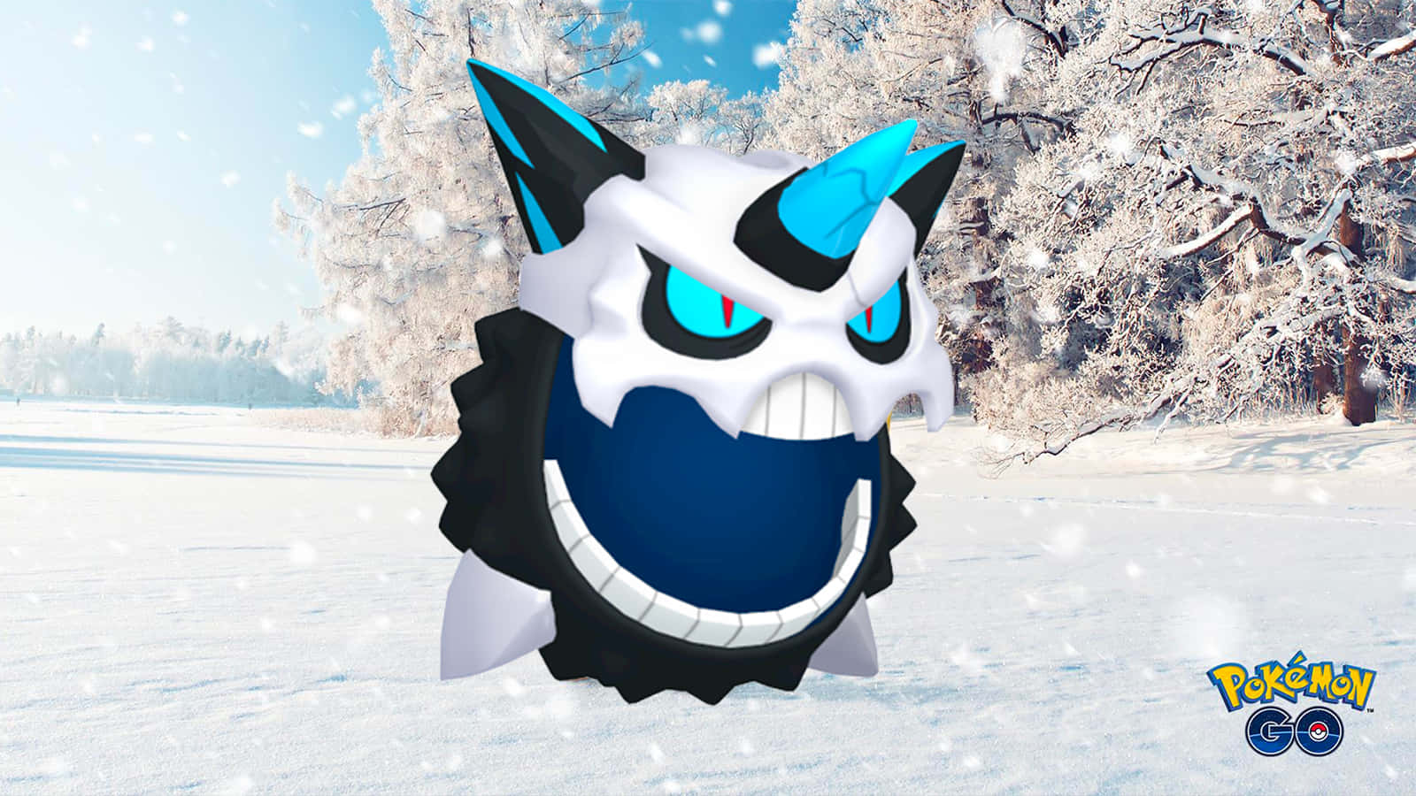 3d Mega Glalie Surrounded By White Snow Background