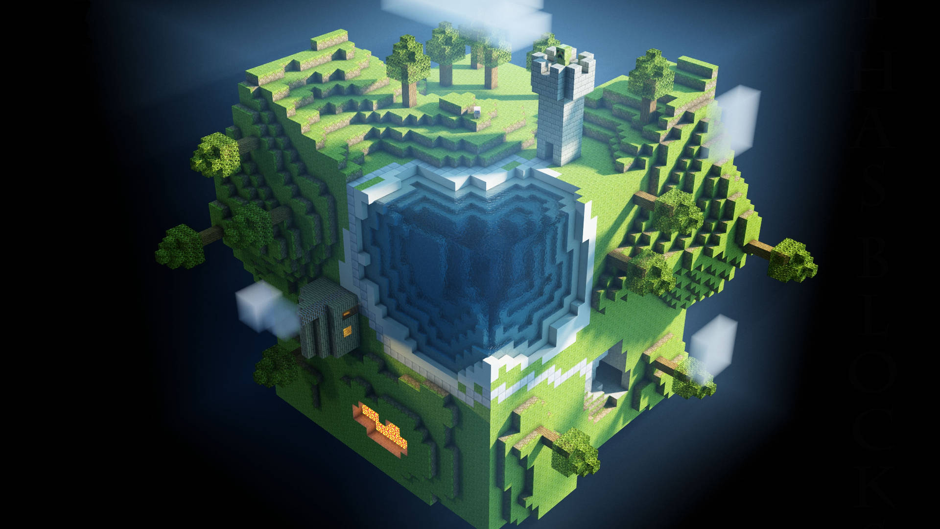 3d Minecraft World Background