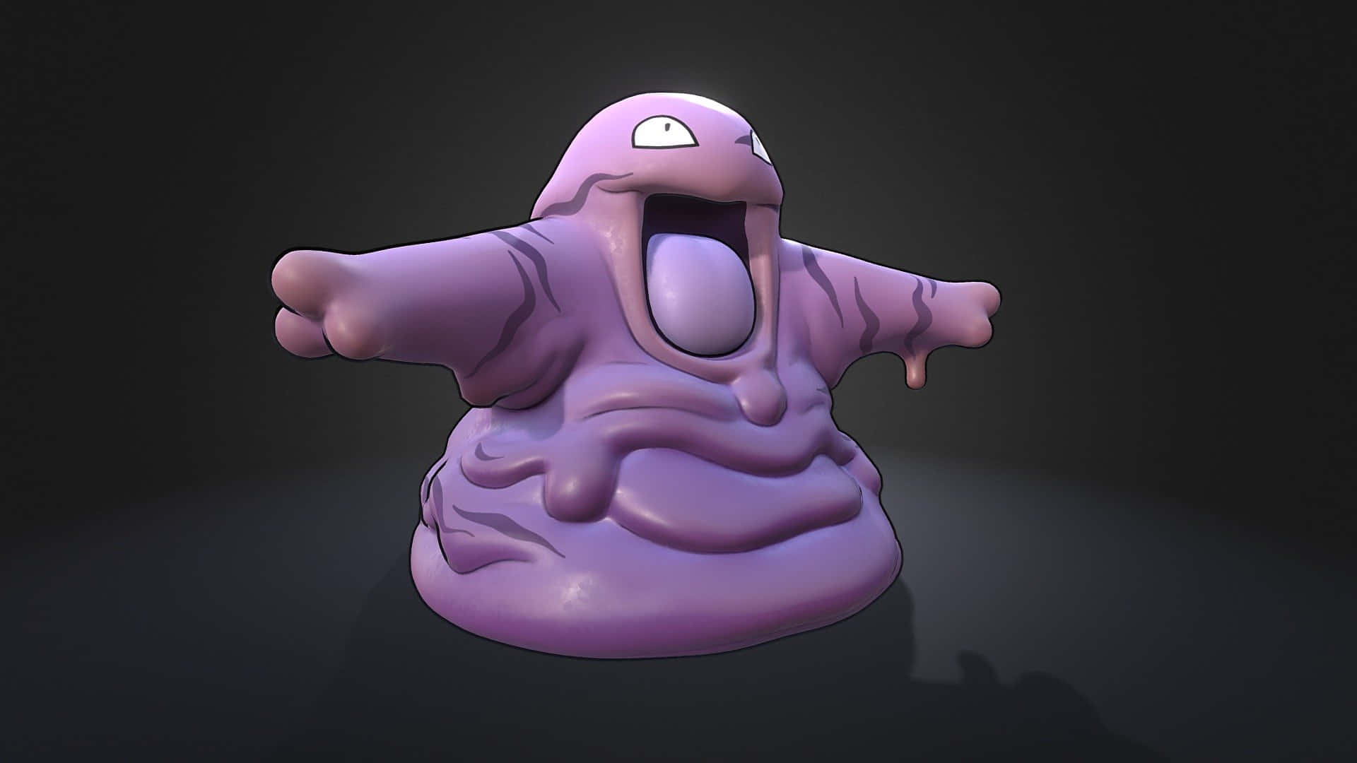 3d Model Of Grimer With Black Backdrop Background