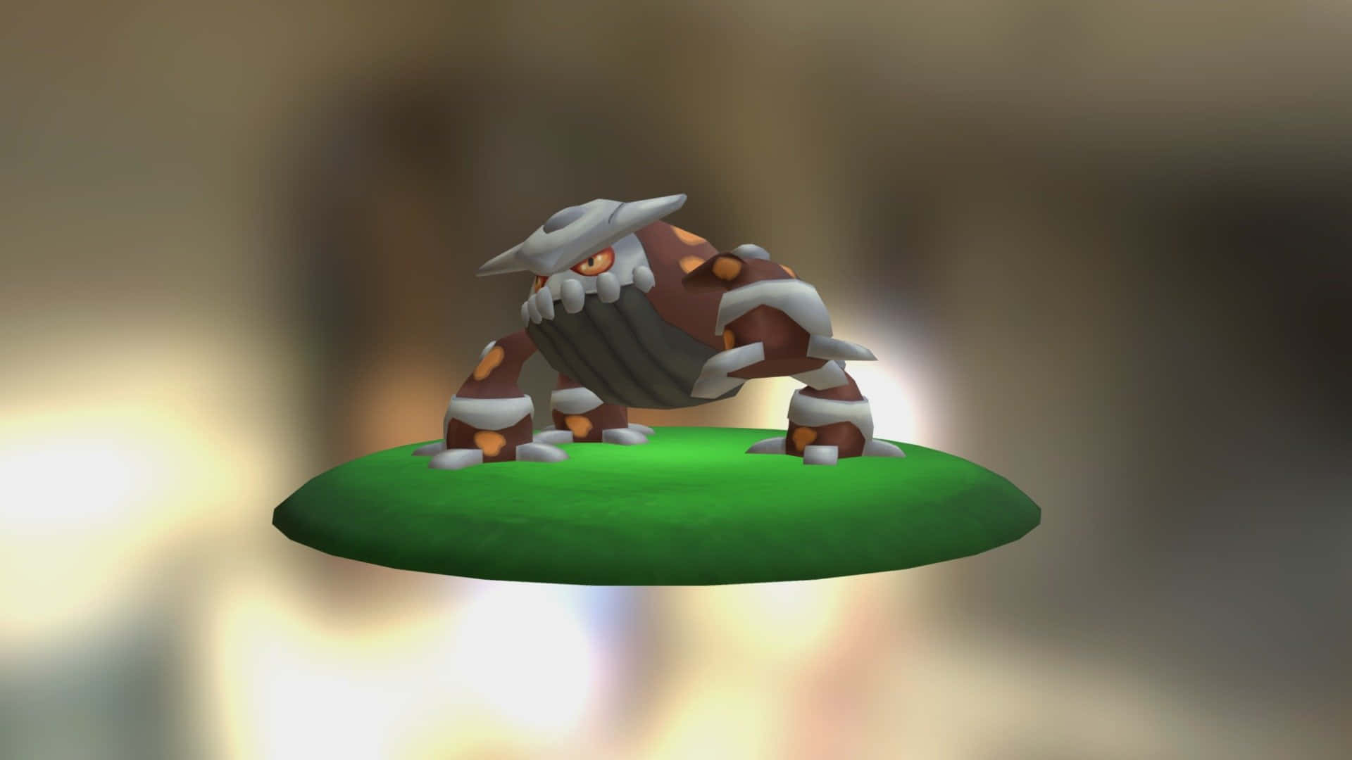 3d Model Of Heatran On Grass Background