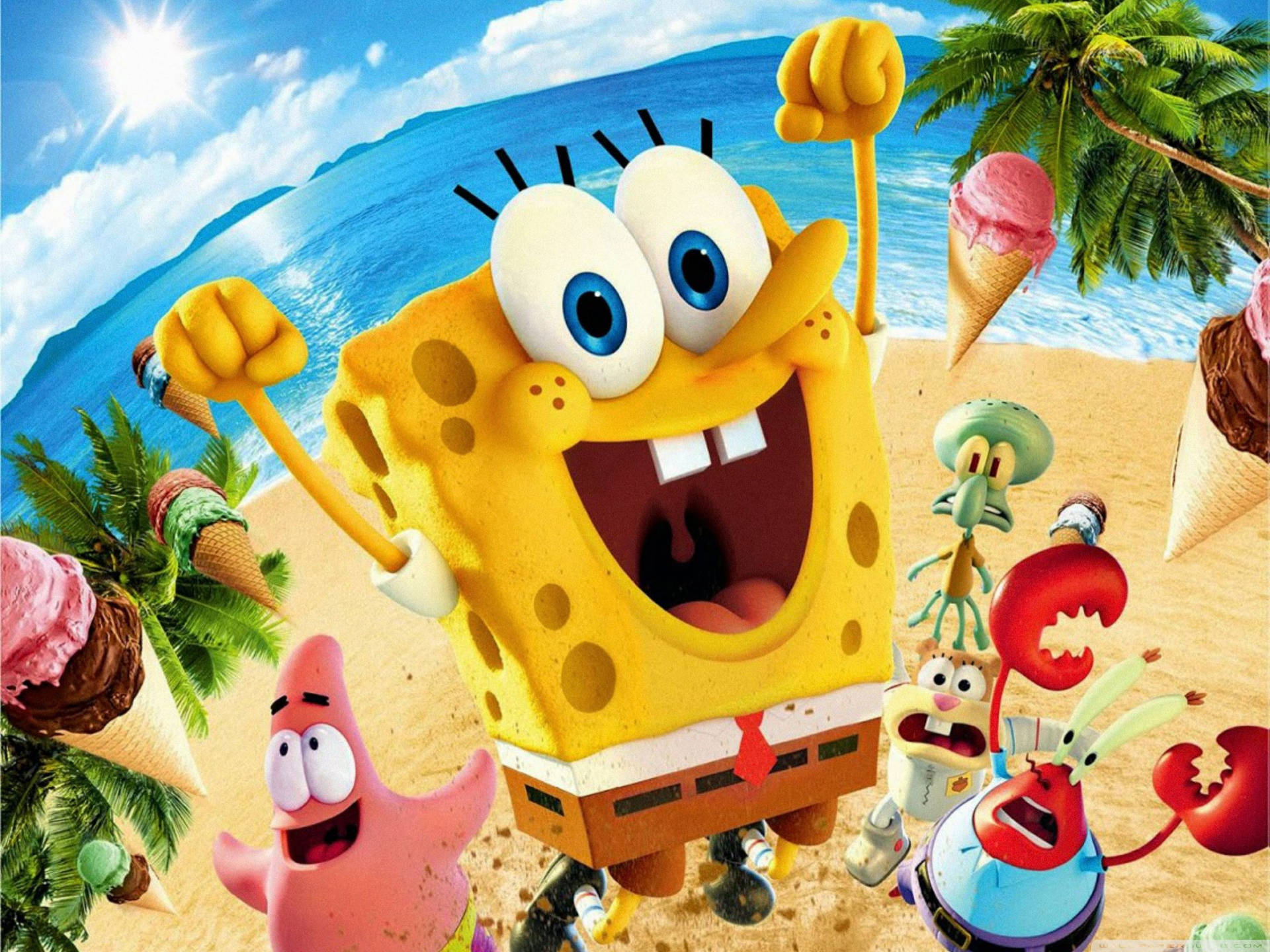 3d Movie Of Spongebob And Friends Background