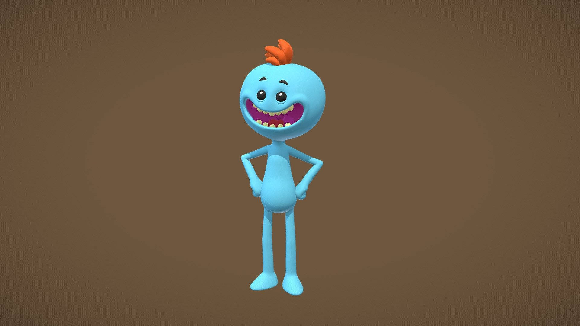 3d Mr Meeseeks In Brown Background