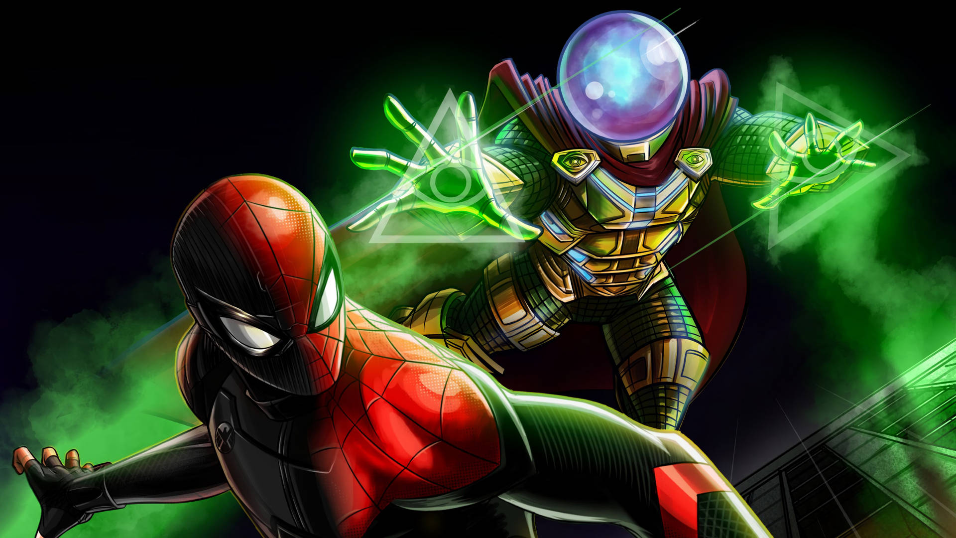 3d Mysterio And Spider-man Background