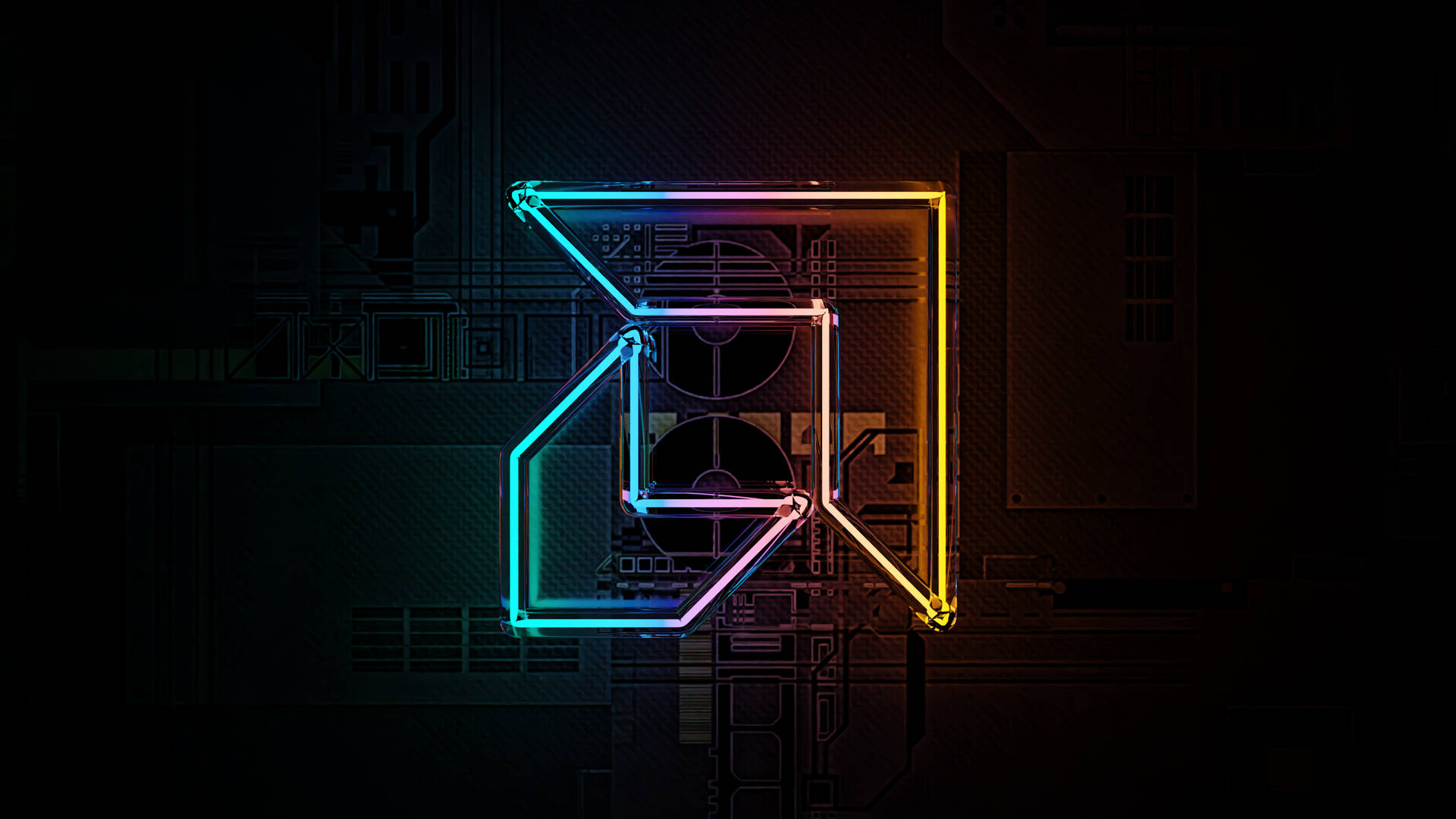 3d Neon Amd Logo Background