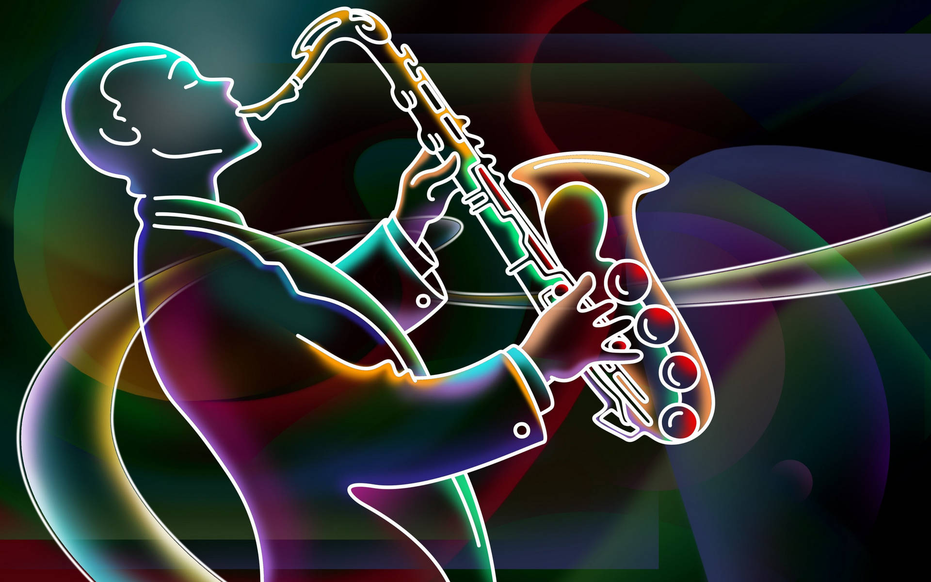3d Neon Saxophone Music Background