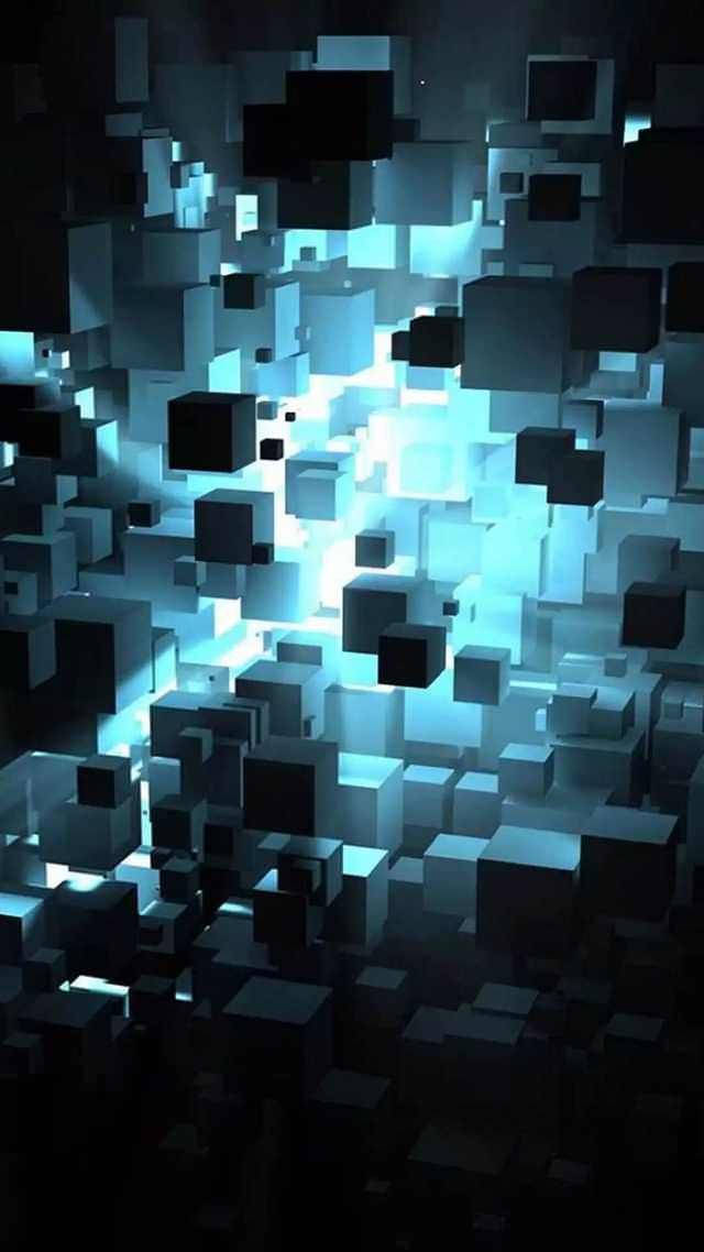 3d Phone Black Glowing Cubes Background