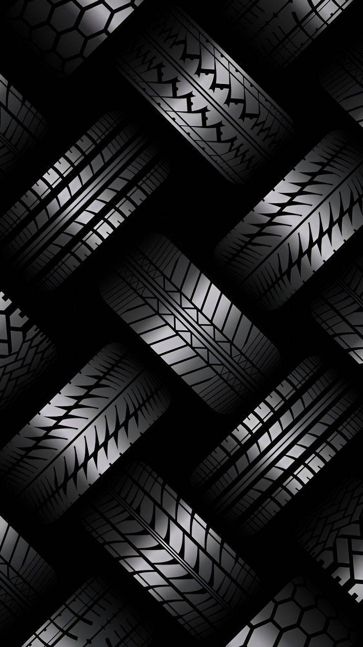3d Phone Black Tires Patterns Background