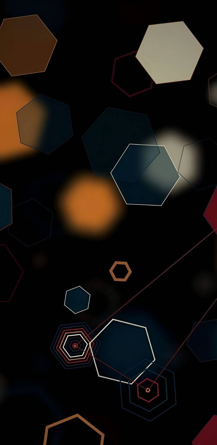 3d Phone Hexagons Dark Theme Background