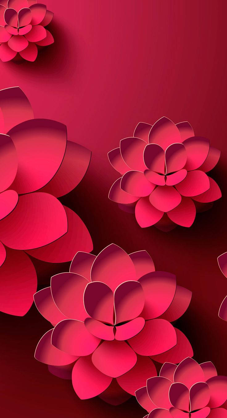3d Phone Magenta Lotus Flowers Background