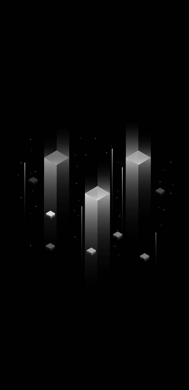 3d Phone Monochrome Pillars Black Background Background