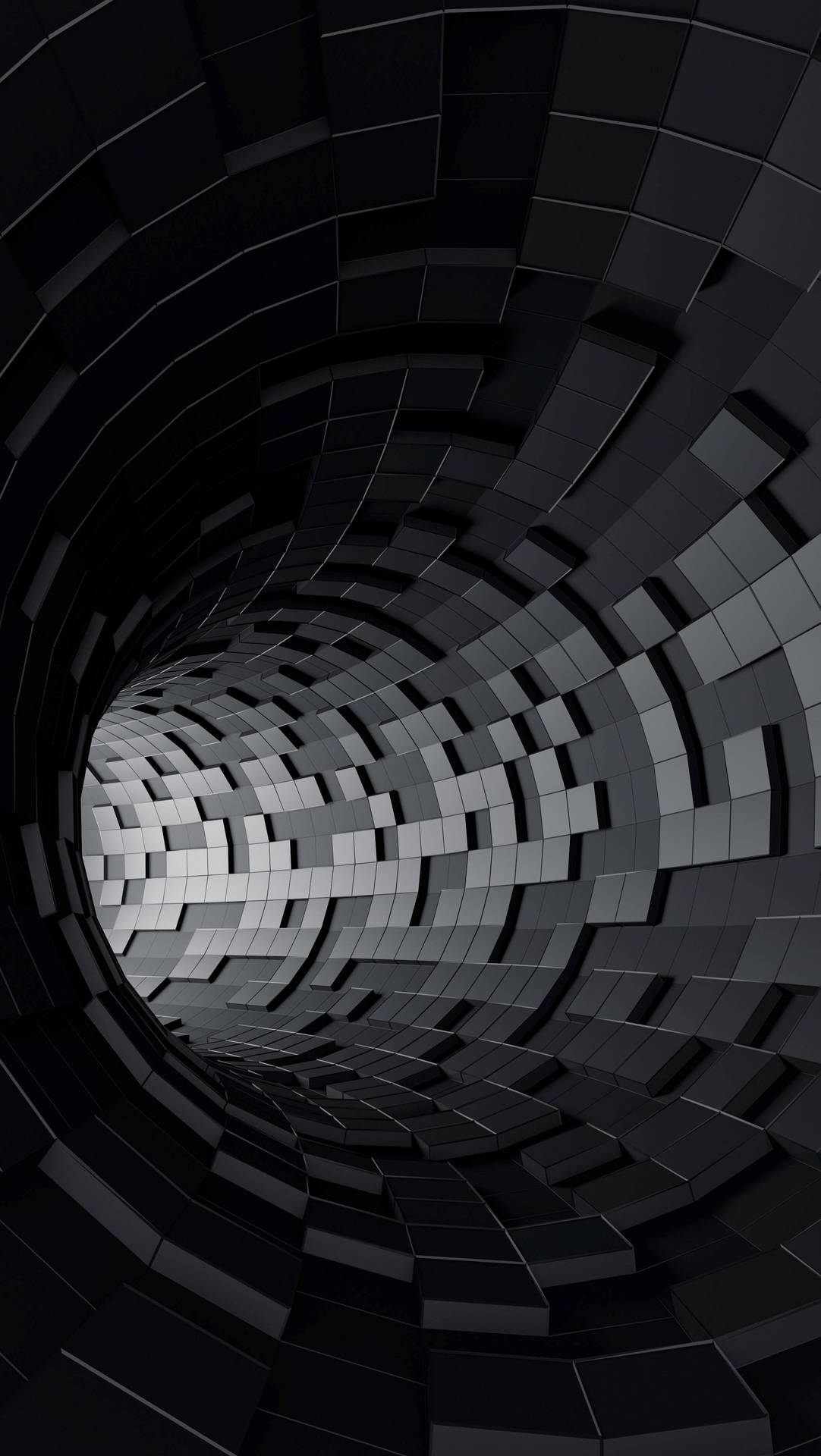 3d Phone Monochrome Tiled Tunnel Background