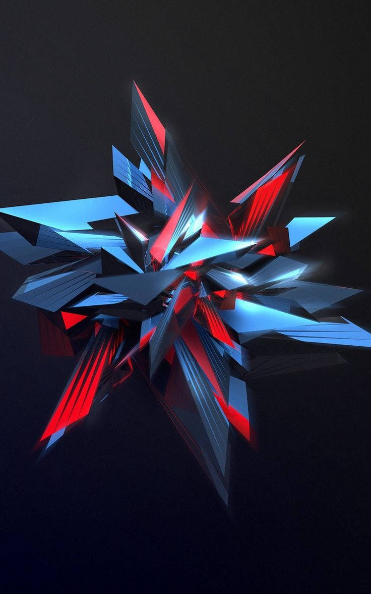 3d Phone Red Blue Abstract Figure Star