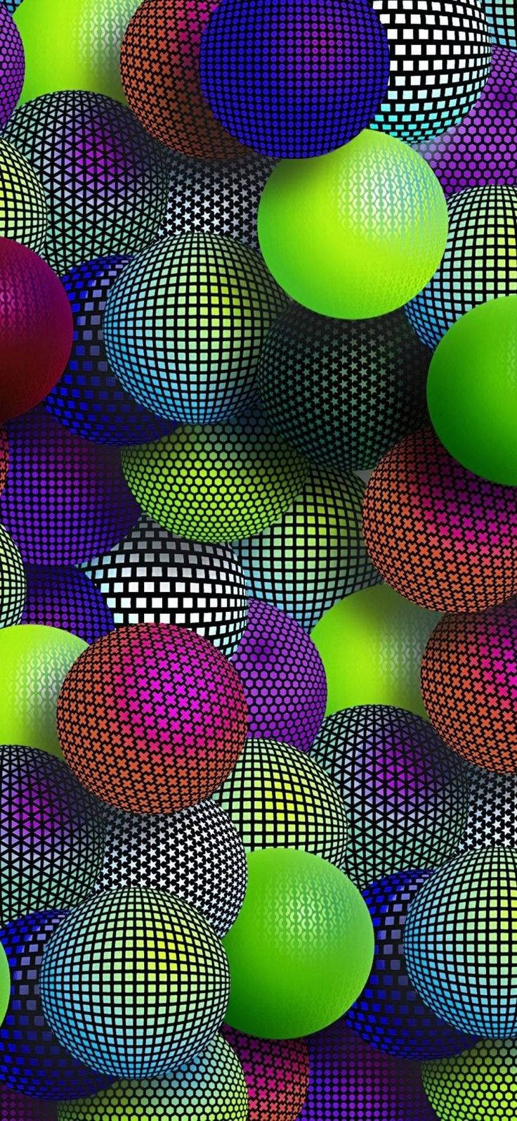 3d Phone Stacked Colorful Patterned Balls Background