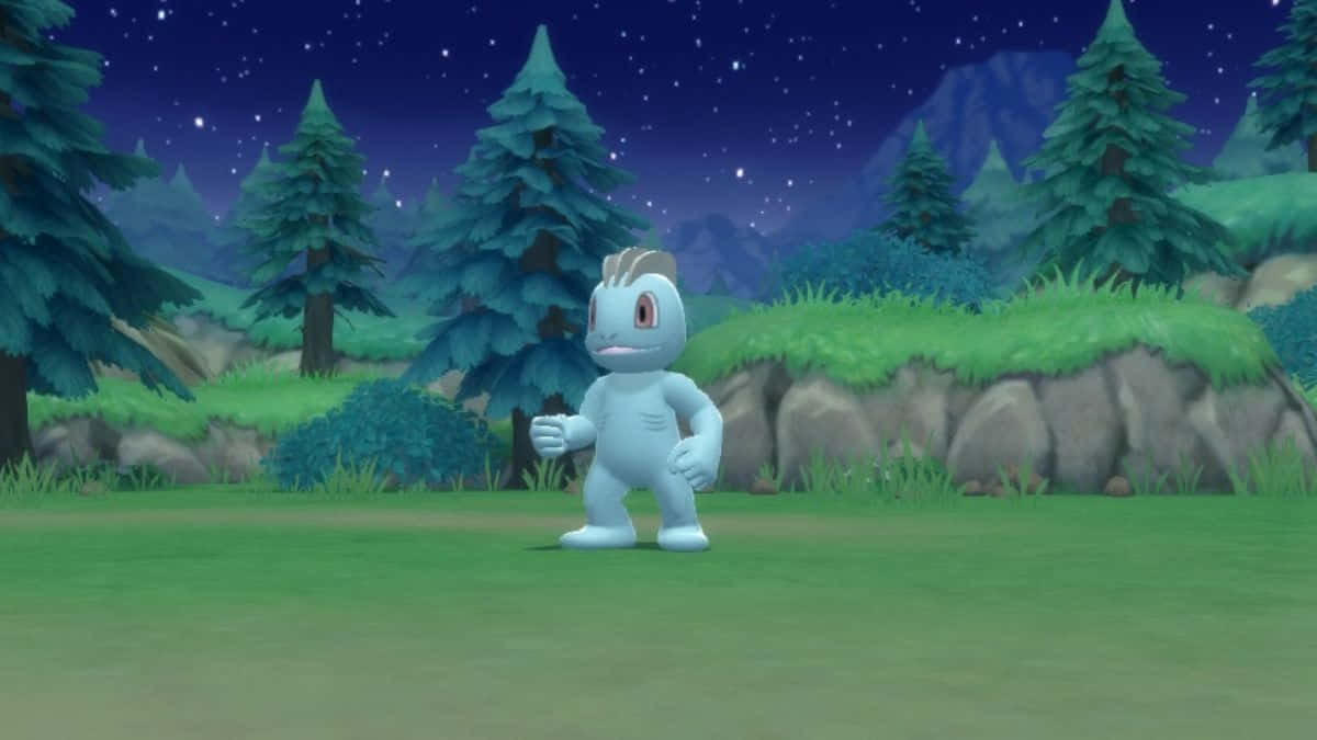 3d Pokemon Machop Standing Outdoors