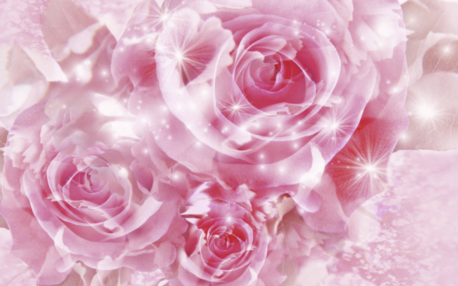 3d Pretty Pink Glittery Roses Background