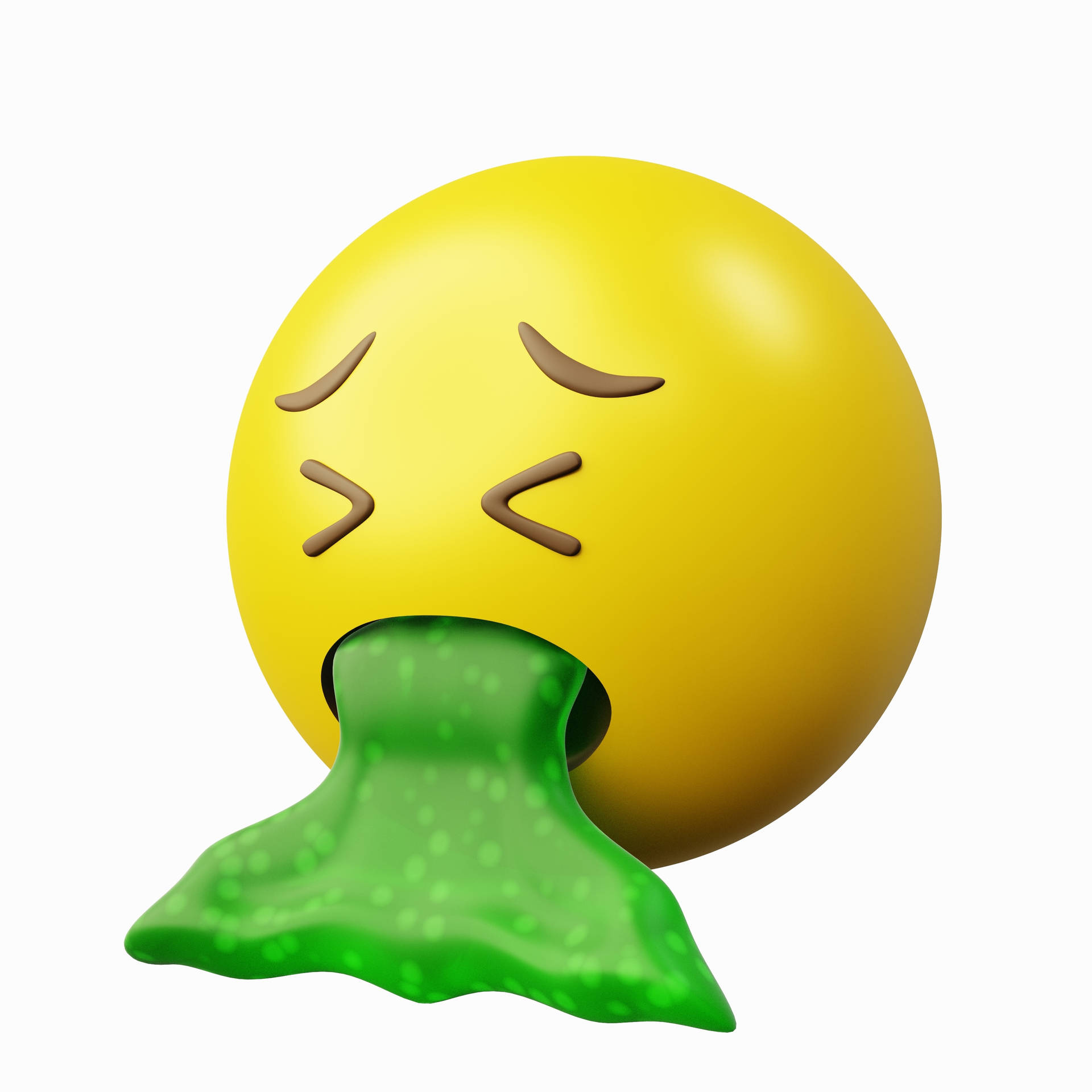 3d Realistic Nauseous Emoji White Background Background