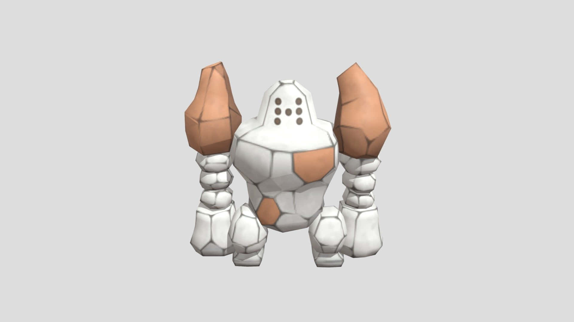 3d Regirock With A Gray Backdrop Desktop Background