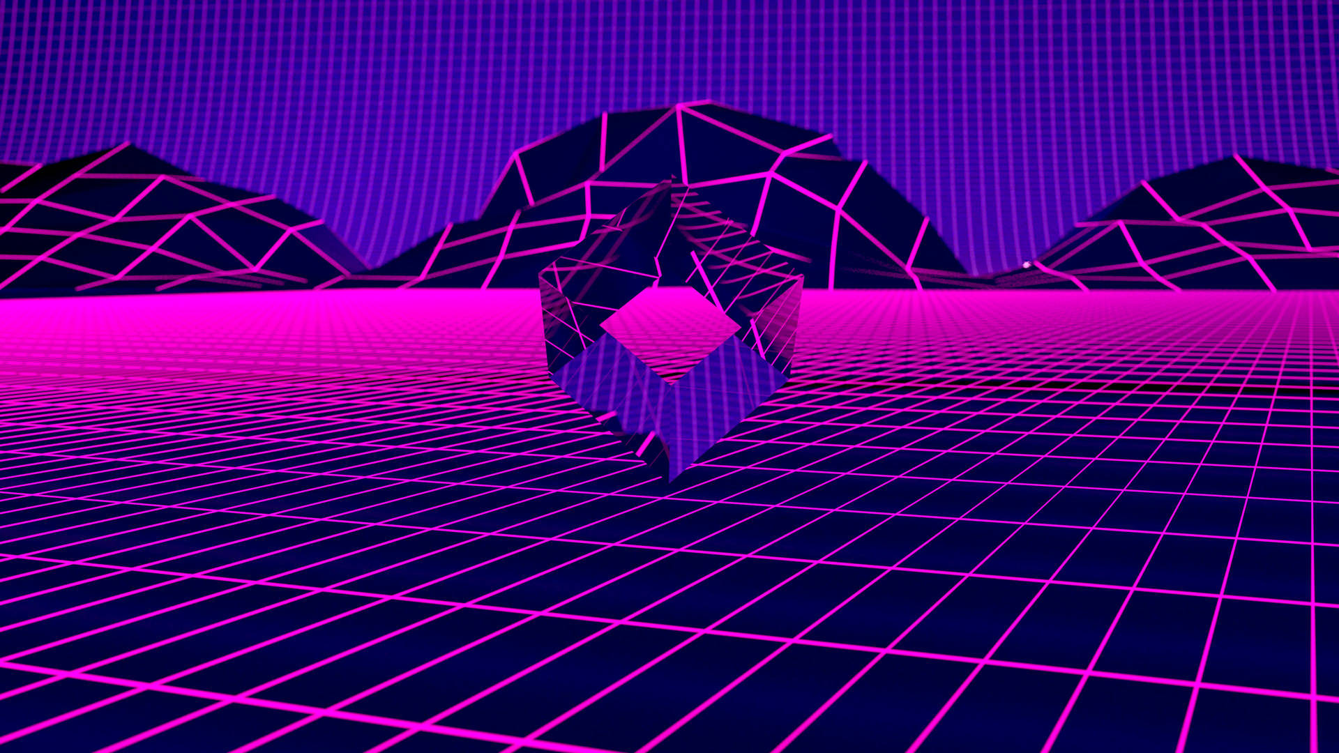 3d Retrowave Cube Background