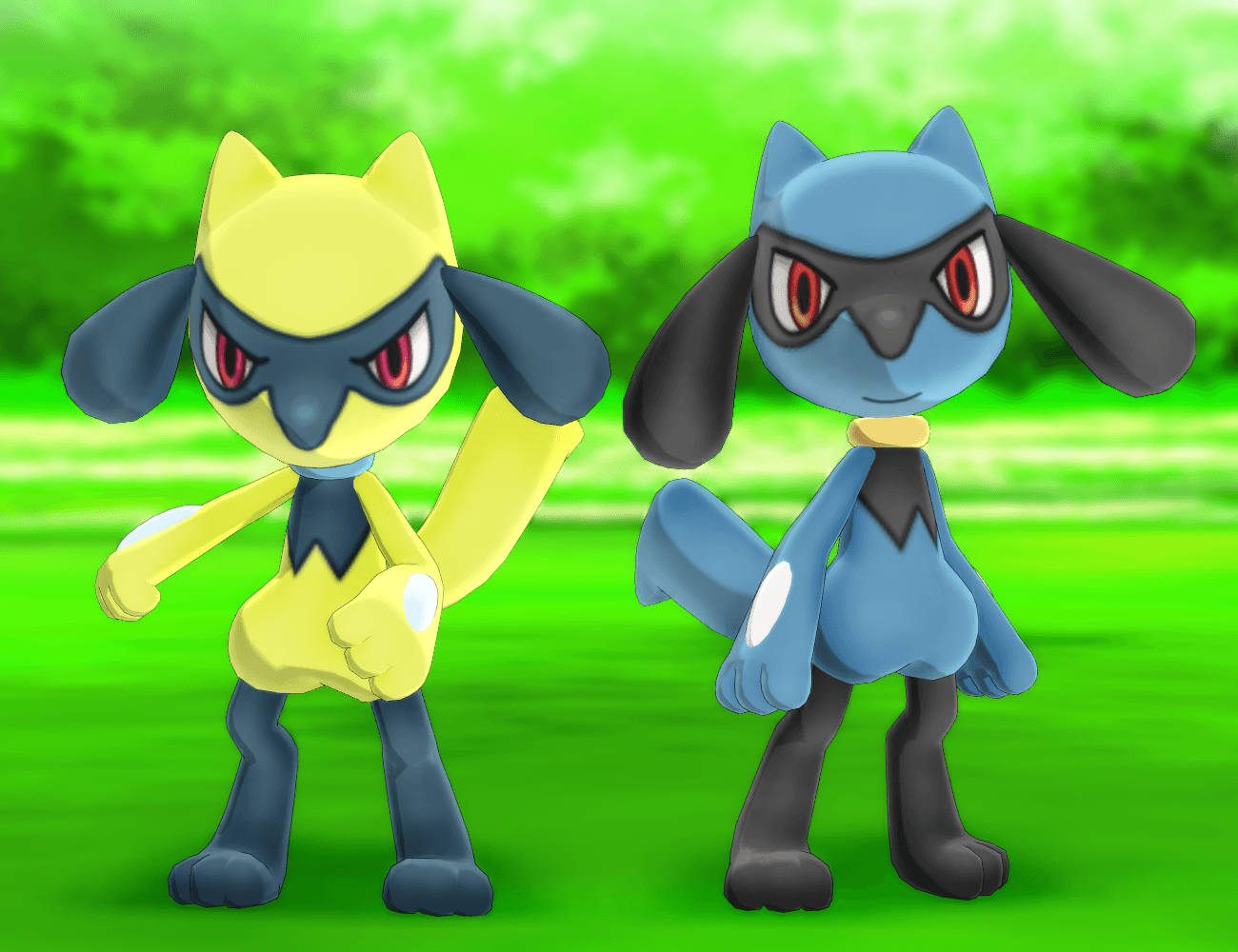 3d Shiny And Regular Riolu