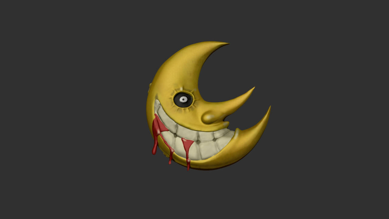 3d Soul Eater Moon In Gray Background