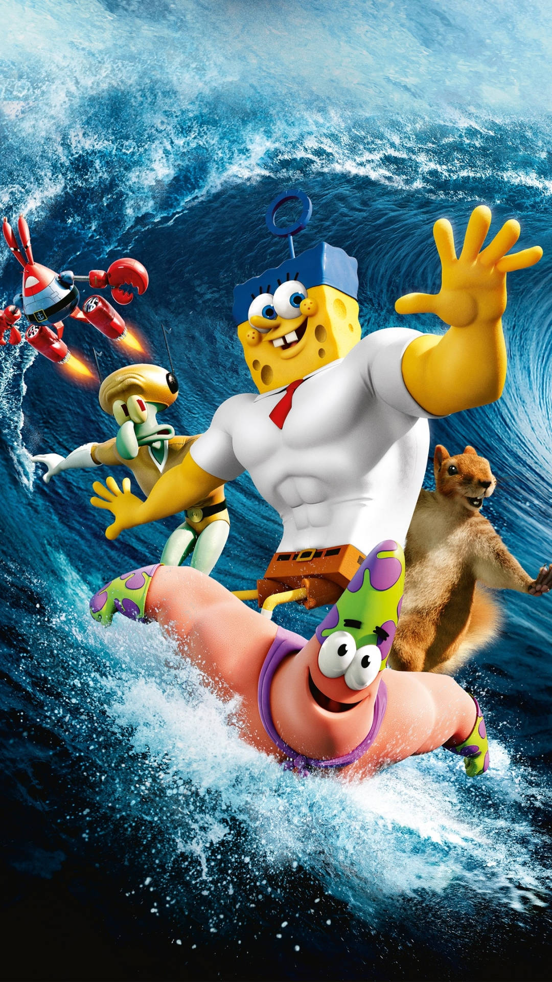 3d Spongebob Cool Muscular Characters Background