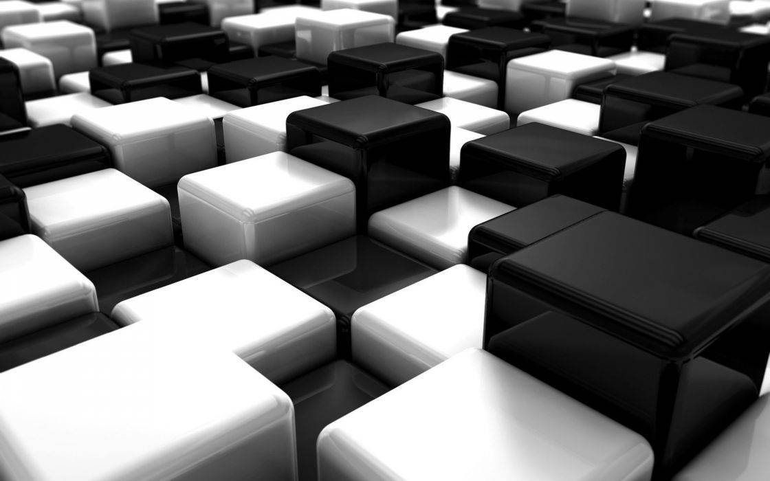 3d Stacks Of Black And White Squares Background