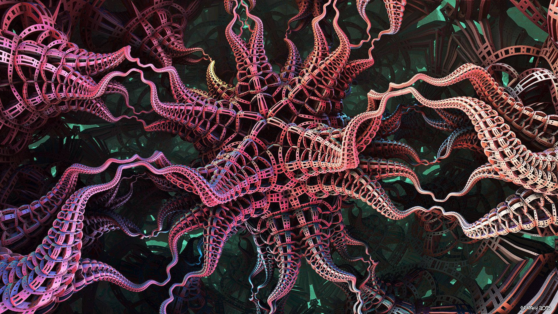 3d Starfish Fractal Design Background