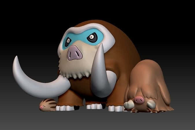 3d Swinub Piloswine And Mamoswine Desktop Background