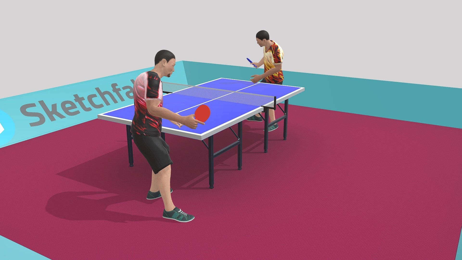 3d Table Tennis Animated Players Background