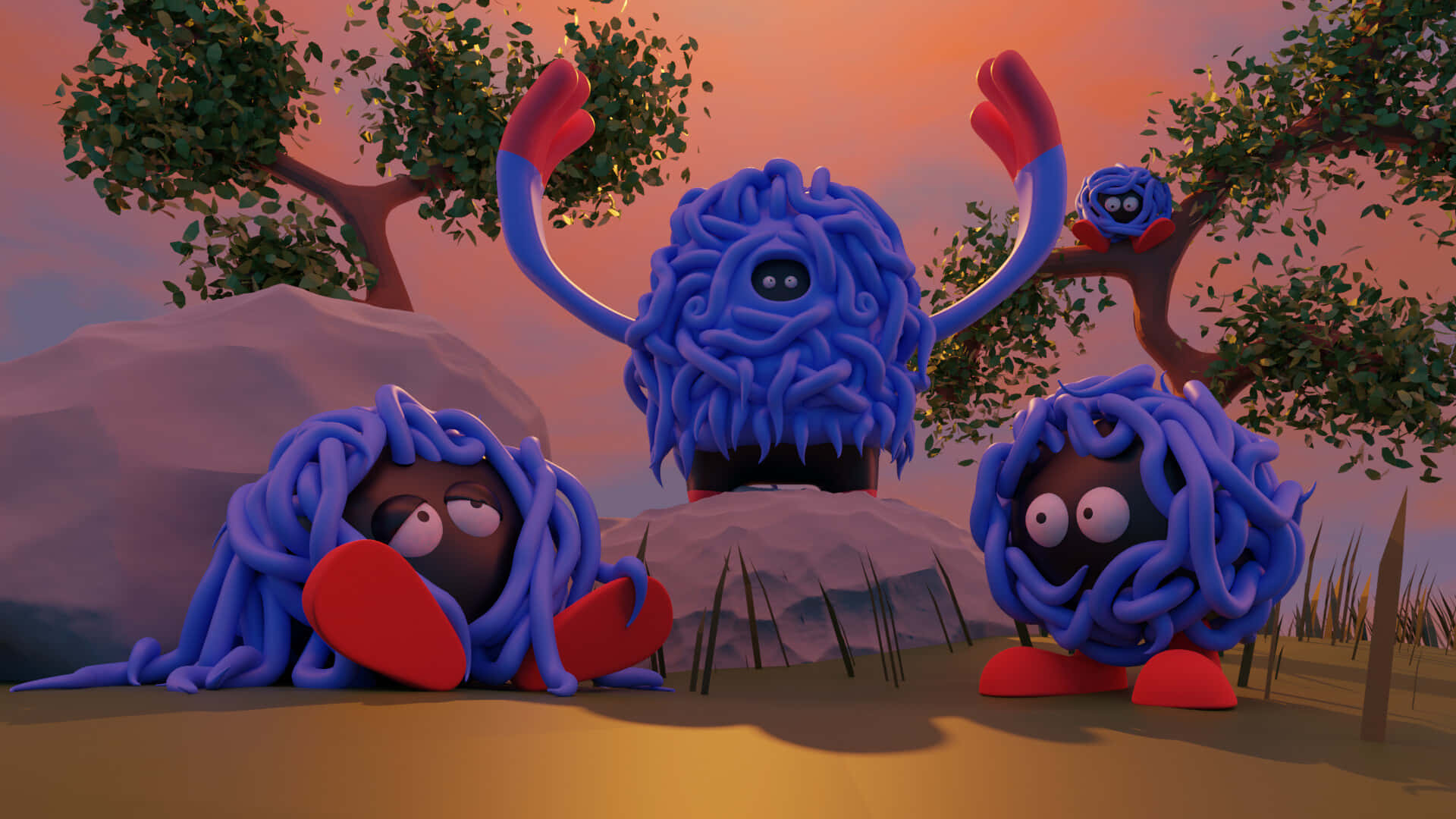3d Tangela And Tangrowth Art Background