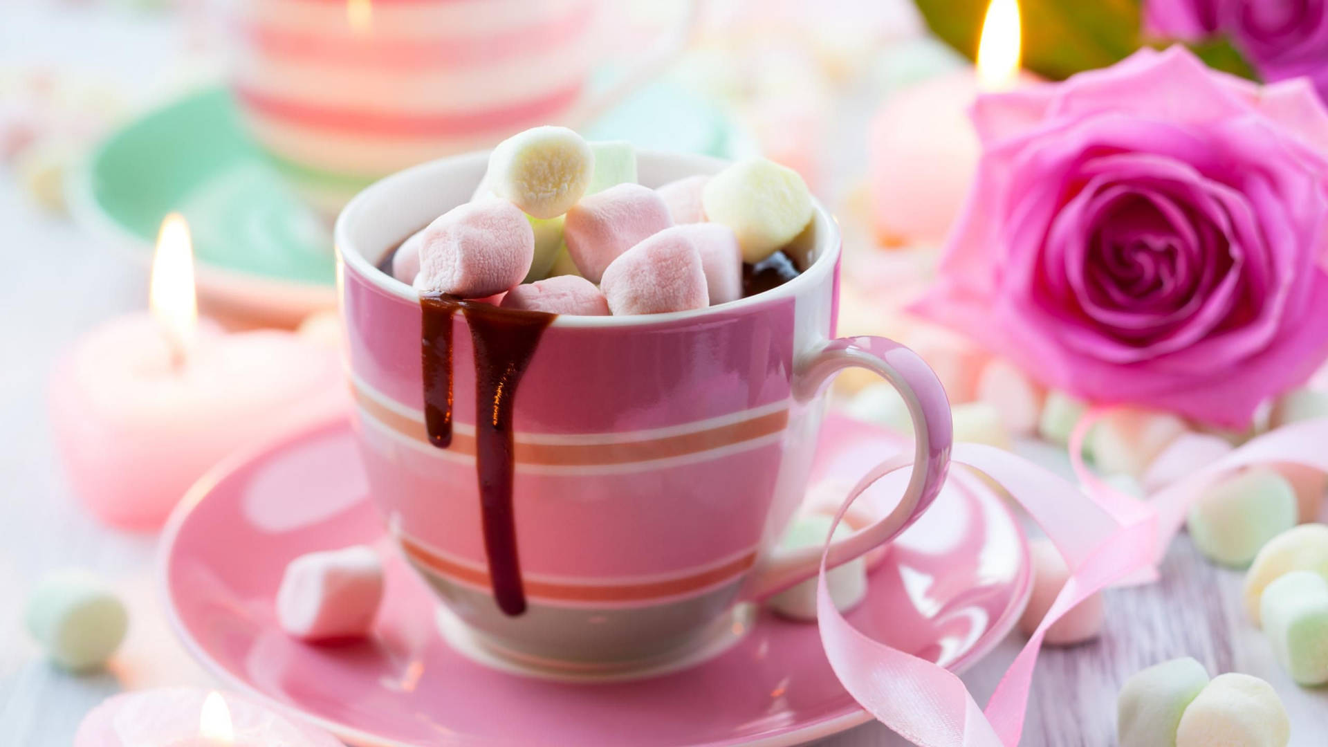 3d Teacup Marshmallow Background