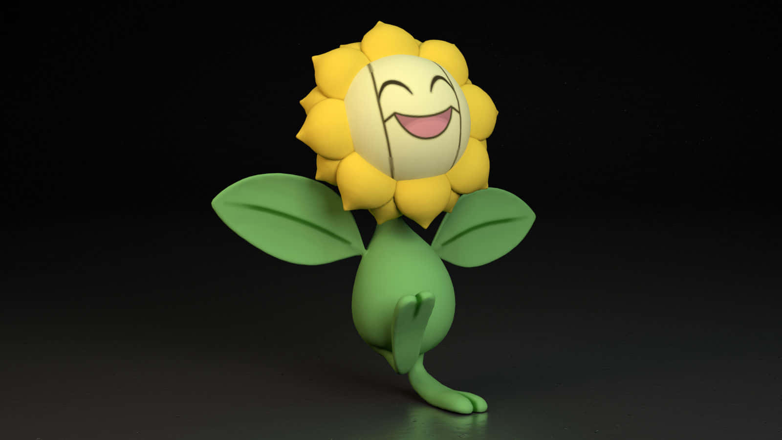 3d Vibrant Sunflora On A Black Background Background