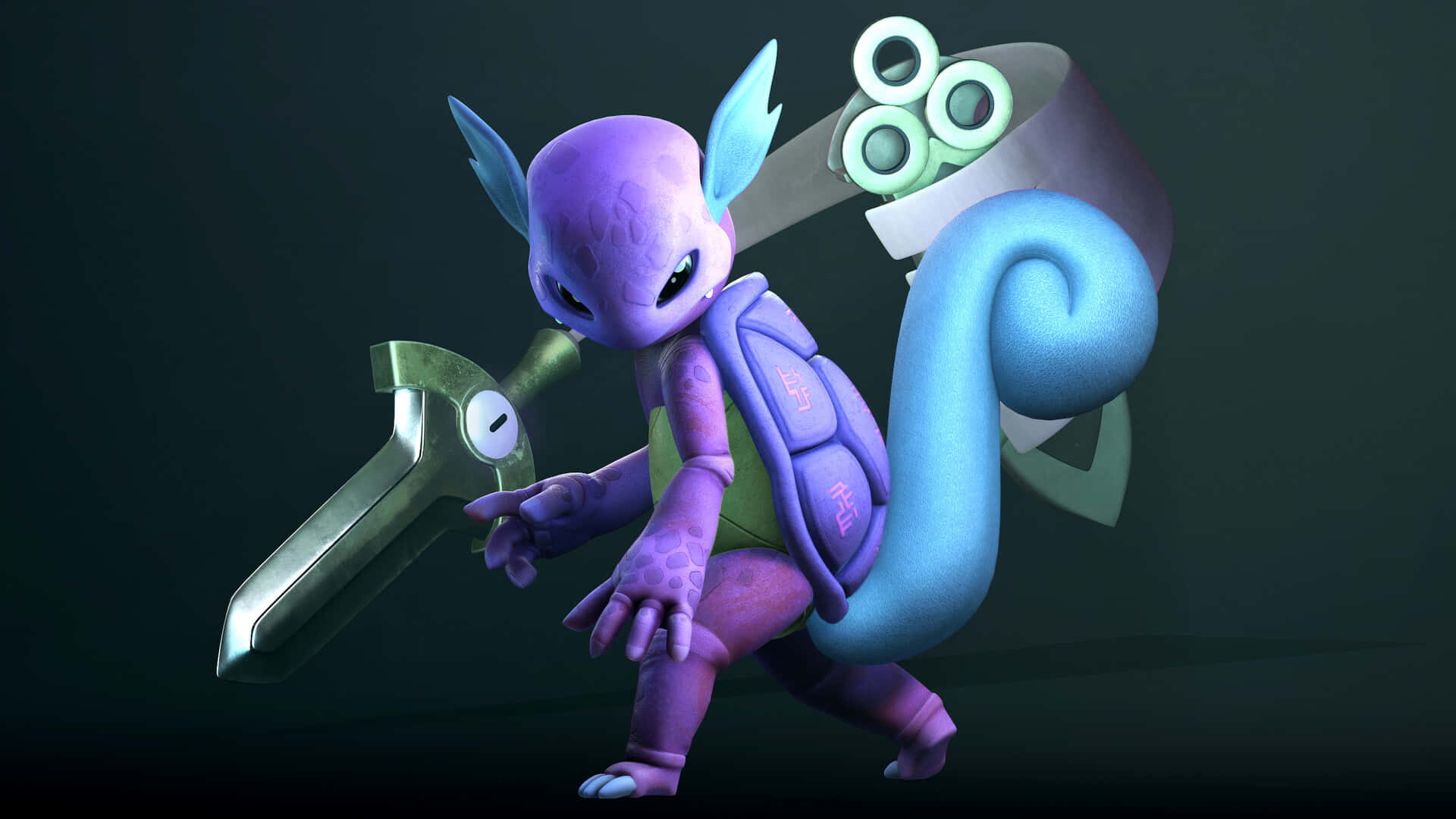 3d Wartortle And Honedge Background