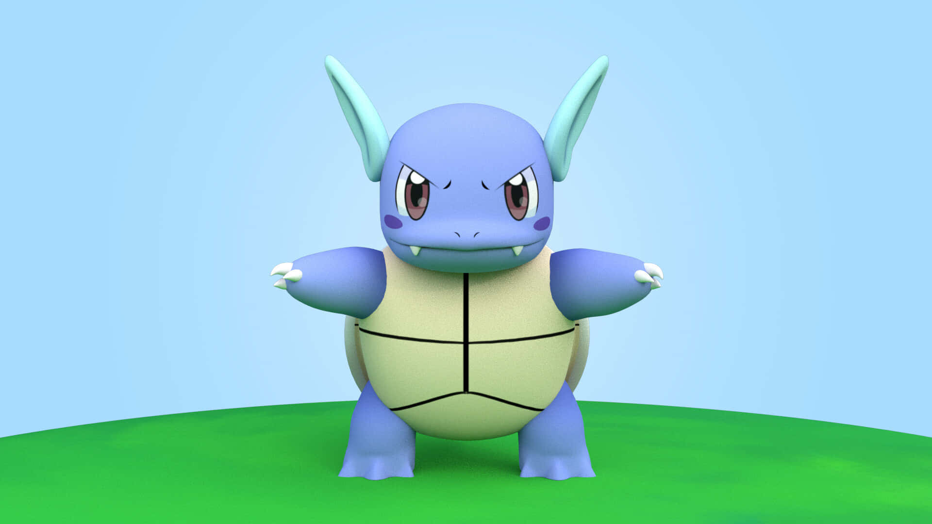 3d Wartortle Front View Background