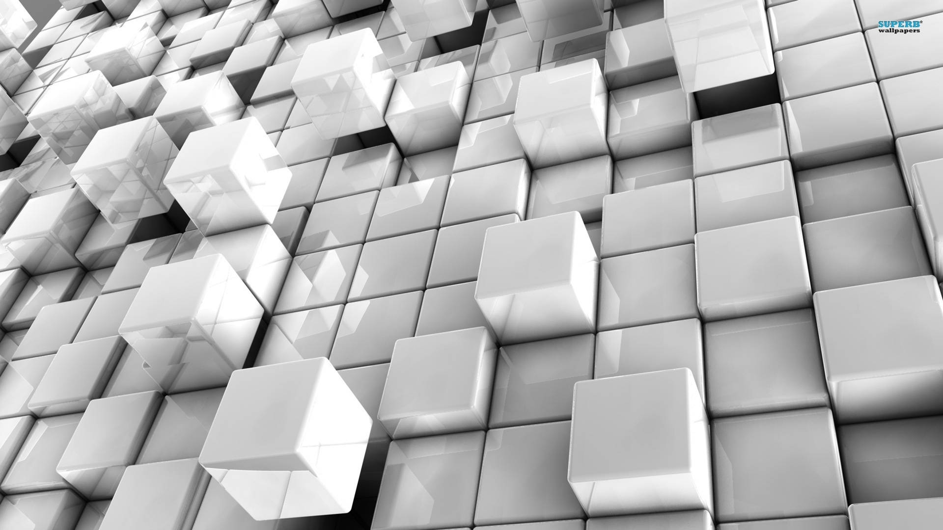 3d White Abstract Cubes Background