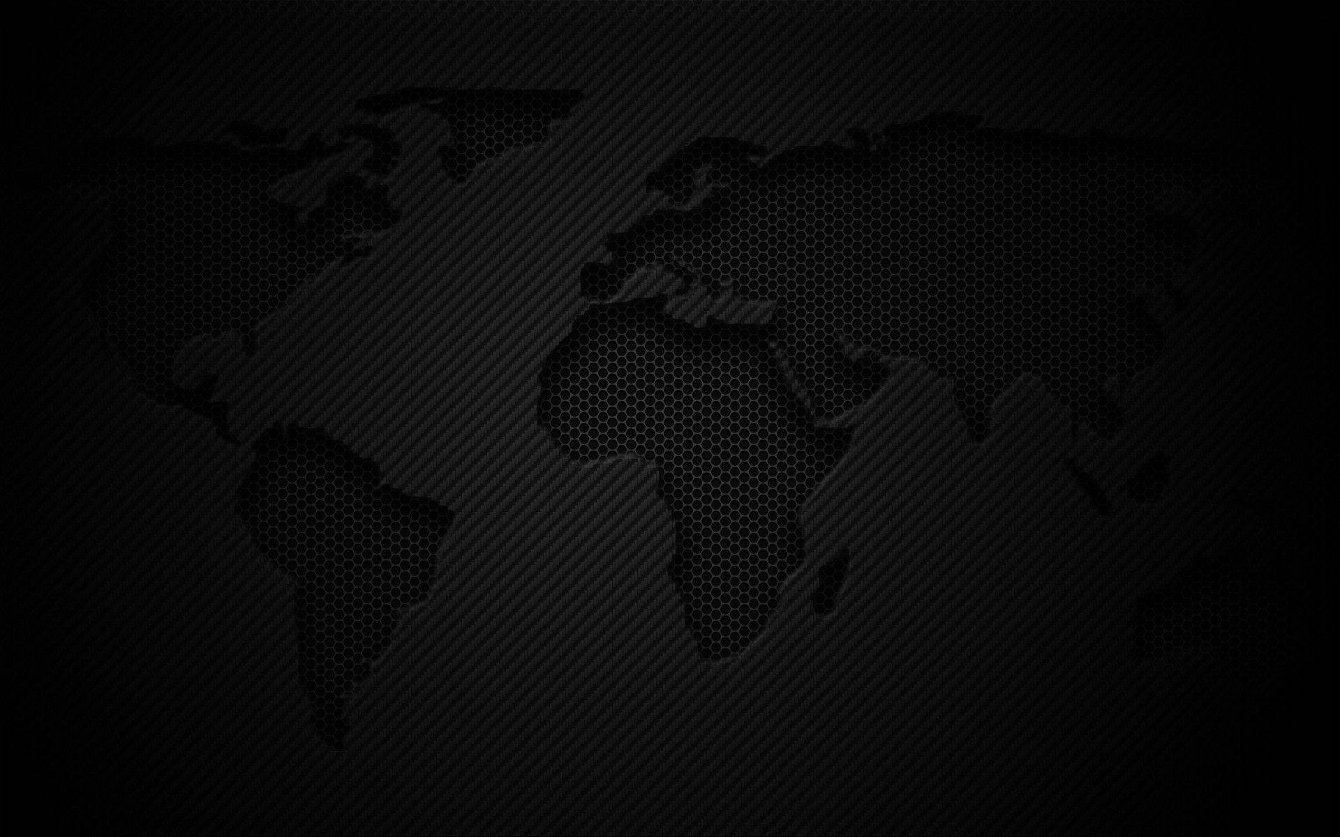 3d World Map Pitch Black Pattern Background