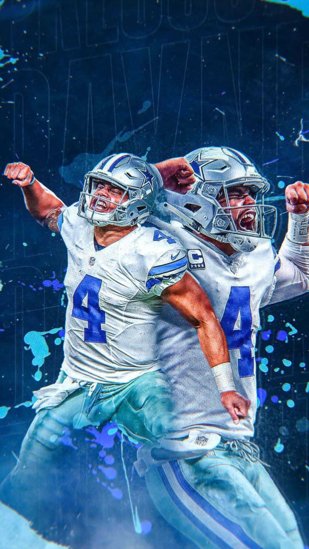 4 Dallas Cowboy's Players Celebrating After A Winning Game
